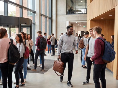 Laptoptasche mit Laptop und Notizbüchern auf einem Schreibtisch.