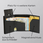 Lade das Bild in den Galerie-Viewer, 43693613252874;Scheinfach aus Echtleder;Unser Cardholder verfügt über ein elegantes Echtleder-Scheinfach und bietet Platz für bis zu vier zusätzliche Karten neben den sieben im Aluminium-Case.
