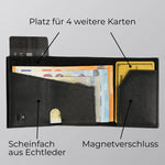 Lade das Bild in den Galerie-Viewer, 52497381556490;Scheinfach aus Echtleder;Unser Cardholder verfügt über ein elegantes Echtleder-Scheinfach und bietet Platz für bis zu vier zusätzliche Karten neben den sieben im Aluminium-Case.
